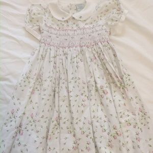 Beautiful white and pink rose smocked dress